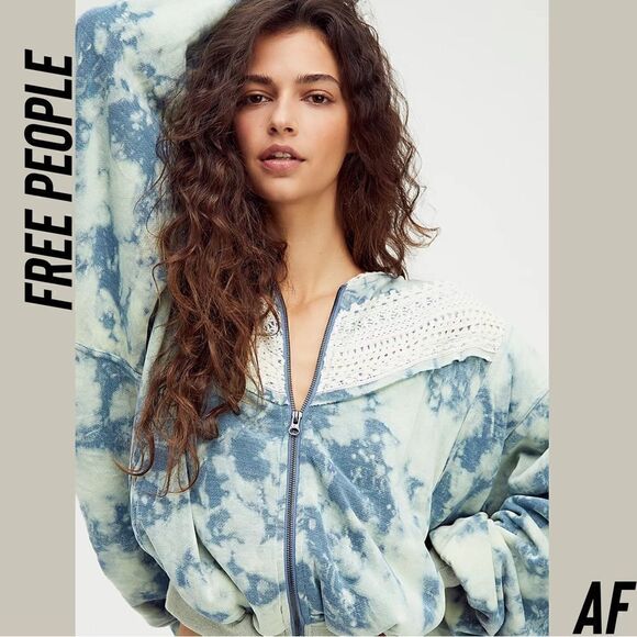 FREE PEOPLE TRUE BLUE TIE DYE JACKET NEW MEDIUM - Picture 1 of 7